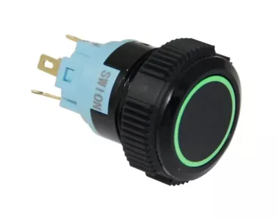 Swion 19mm Led'li Plastik Buton Kalıcılı Siyah